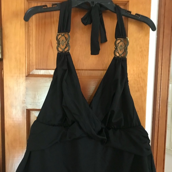 Black Halter Tankini Top - Picture 1 of 12
